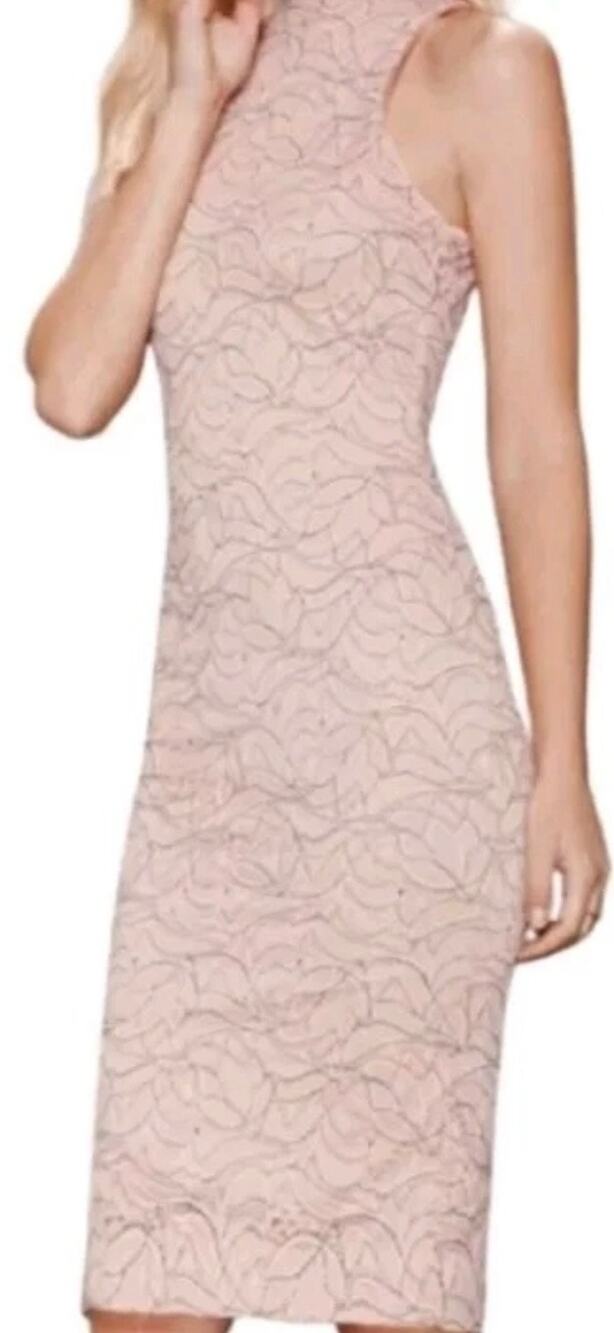 Dress the Population Kendra Blush Pink Lace Bodycon Halter Dress Size S